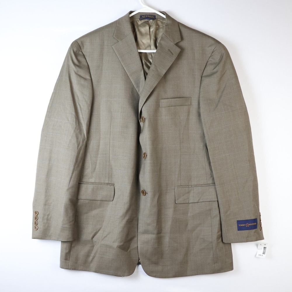 TOMMY HILFIGER Suit Jacket Size 42R Beige Wool TH NWT